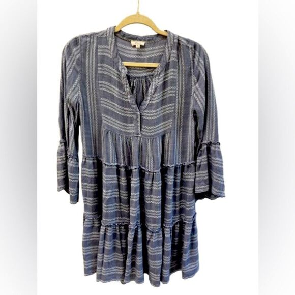 ELAN Boho Blue Striped Dress - Picture 1 of 3